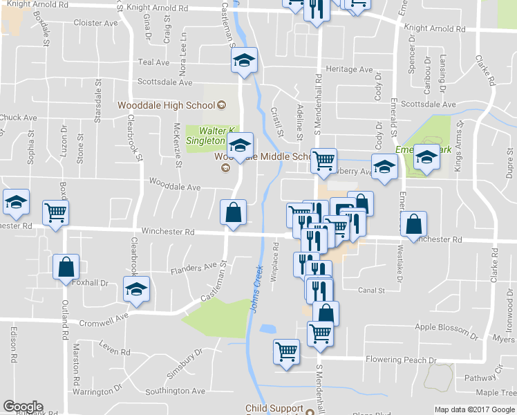 map of restaurants, bars, coffee shops, grocery stores, and more near 5215 Bucksport Lane in Memphis