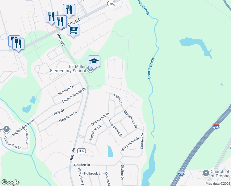 map of restaurants, bars, coffee shops, grocery stores, and more near 7434 Layton Drive in Fayetteville