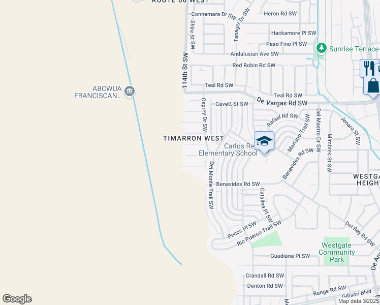 map of restaurants, bars, coffee shops, grocery stores, and more near 11209 Goldfinch Court Southwest in Albuquerque