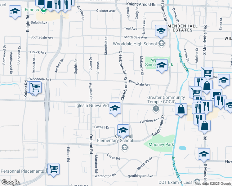 map of restaurants, bars, coffee shops, grocery stores, and more near 3516 Tall Oaks Circle in Memphis