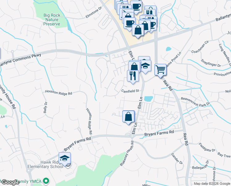 map of restaurants, bars, coffee shops, grocery stores, and more near in Charlotte