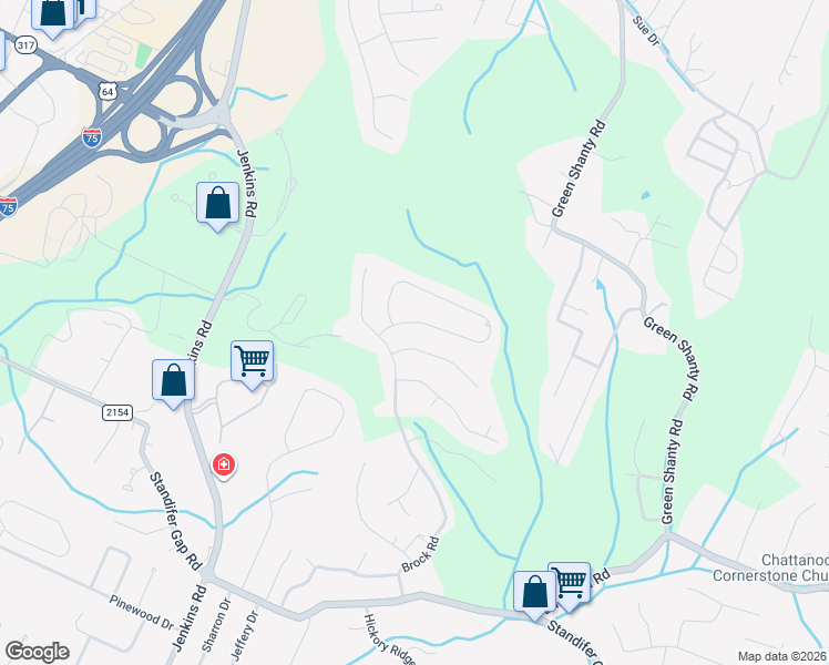 map of restaurants, bars, coffee shops, grocery stores, and more near 7913 Chianti Way in Chattanooga