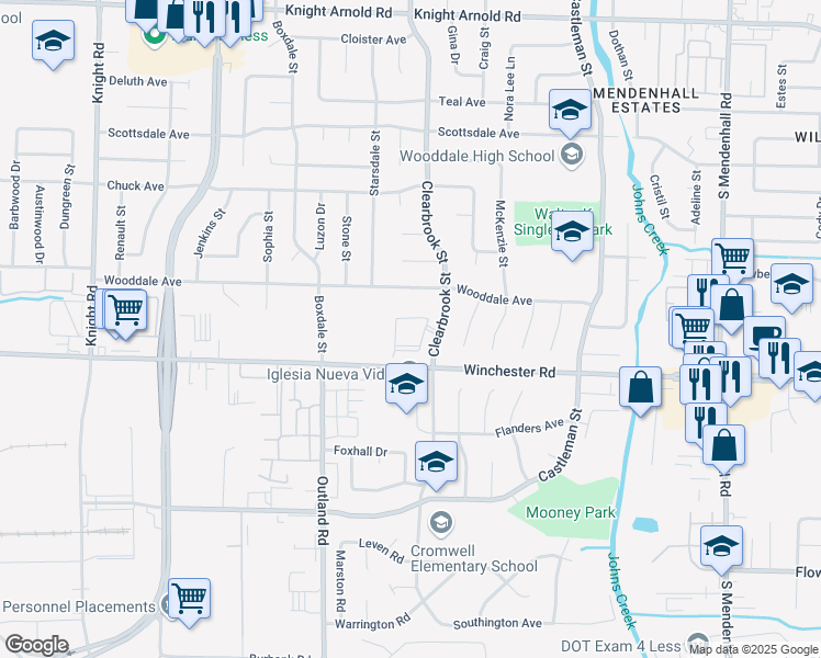 map of restaurants, bars, coffee shops, grocery stores, and more near 3516 Tall Oaks Circle in Memphis