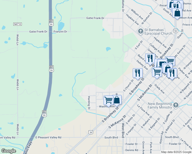 map of restaurants, bars, coffee shops, grocery stores, and more near West Robert Street in Poteau