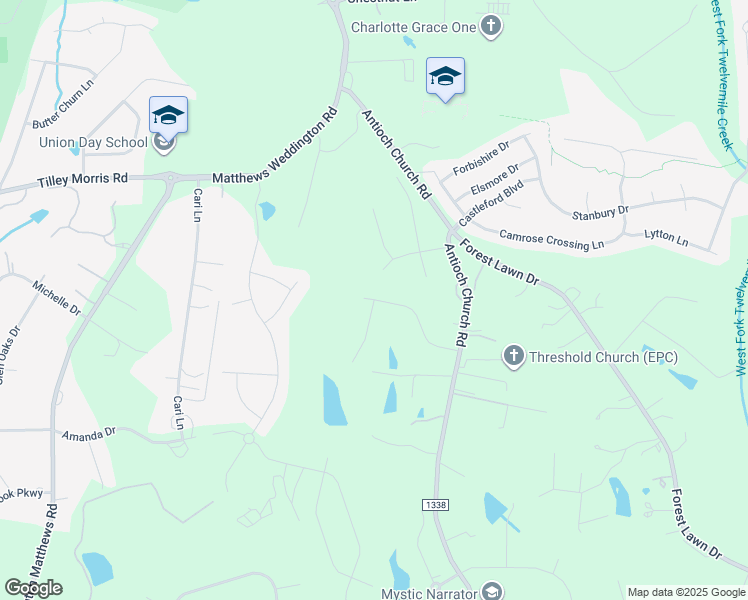 map of restaurants, bars, coffee shops, grocery stores, and more near 209 Enclave Boulevard in Matthews