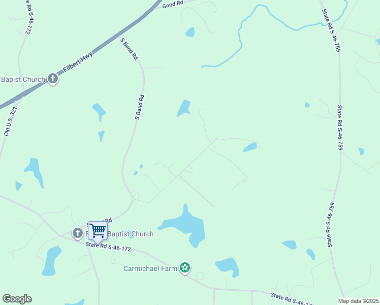 map of restaurants, bars, coffee shops, grocery stores, and more near 2355 Cabe Road in Clover