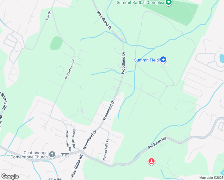 map of restaurants, bars, coffee shops, grocery stores, and more near 4209 Woodland Drive in Ooltewah