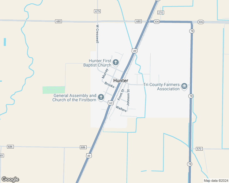 map of restaurants, bars, coffee shops, grocery stores, and more near in Hunter
