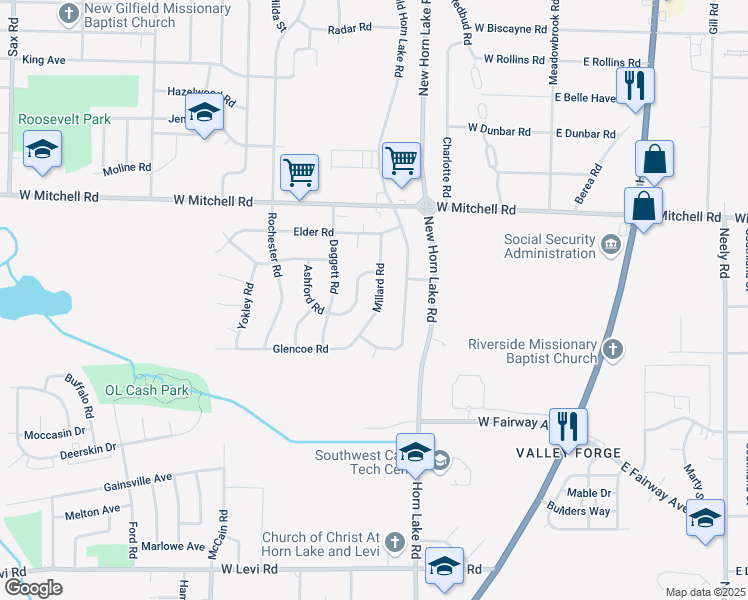 map of restaurants, bars, coffee shops, grocery stores, and more near 3538 Brantley Road in Memphis