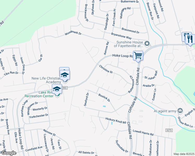 map of restaurants, bars, coffee shops, grocery stores, and more near 7904 Matlock Place in Fayetteville