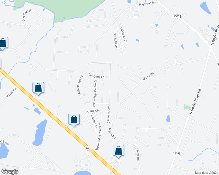 map of restaurants, bars, coffee shops, grocery stores, and more near 2928 Rosemeade Drive in Monroe