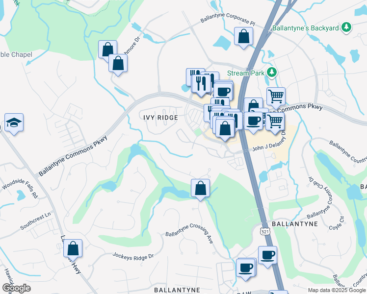 map of restaurants, bars, coffee shops, grocery stores, and more near in Charlotte