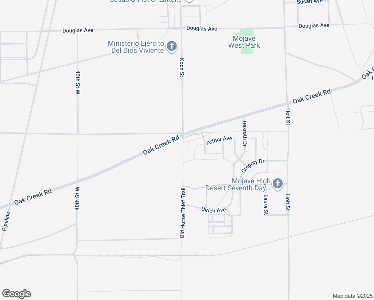 map of restaurants, bars, coffee shops, grocery stores, and more near 15888 Koch Street in Mojave