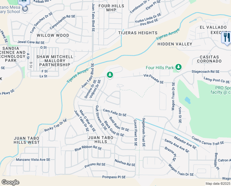 map of restaurants, bars, coffee shops, grocery stores, and more near 11915 Giacomo Avenue Southeast in Albuquerque