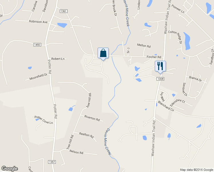 map of restaurants, bars, coffee shops, grocery stores, and more near 5701 Parkstone Drive in Matthews