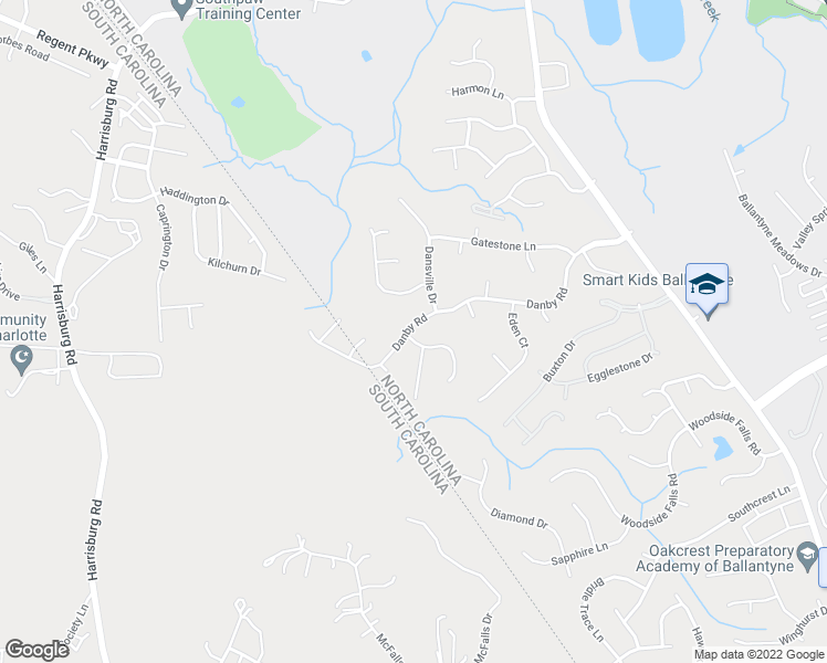 map of restaurants, bars, coffee shops, grocery stores, and more near 13801 Dannemara Drive in Pineville