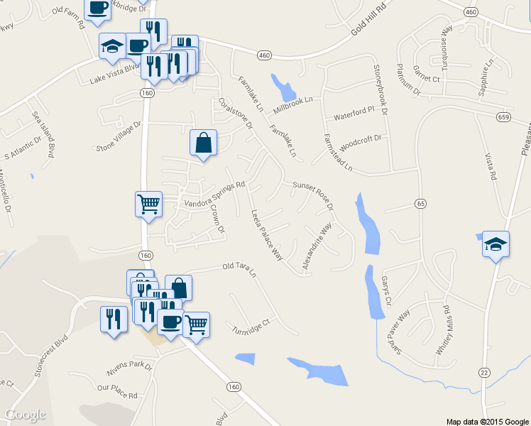 map of restaurants, bars, coffee shops, grocery stores, and more near 4909 Missi Lane in Fort Mill