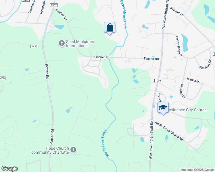 map of restaurants, bars, coffee shops, grocery stores, and more near 5702 Parkstone Drive in Matthews