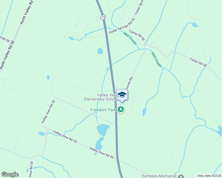 map of restaurants, bars, coffee shops, grocery stores, and more near 5520 Spring Place Road Southeast in Cleveland