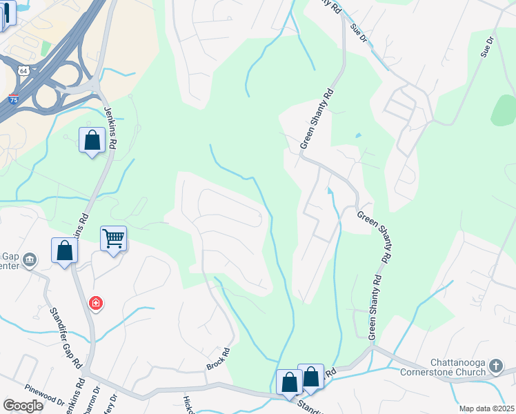 map of restaurants, bars, coffee shops, grocery stores, and more near 8068 Burgundy Circle in Chattanooga