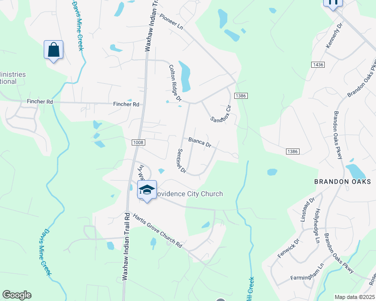 map of restaurants, bars, coffee shops, grocery stores, and more near 1013 Master Gunner Court in Indian Trail