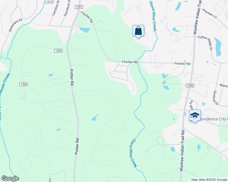 map of restaurants, bars, coffee shops, grocery stores, and more near 3509 Timber Ridge Road in Matthews