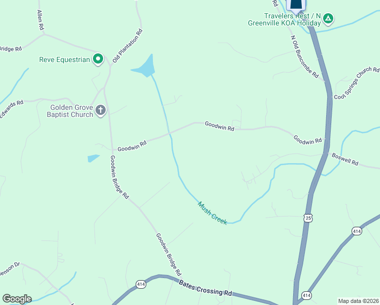 map of restaurants, bars, coffee shops, grocery stores, and more near 291 Goodwin Road in Travelers Rest