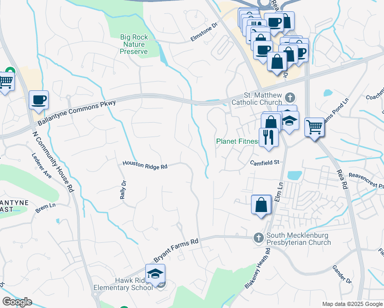 map of restaurants, bars, coffee shops, grocery stores, and more near in Charlotte