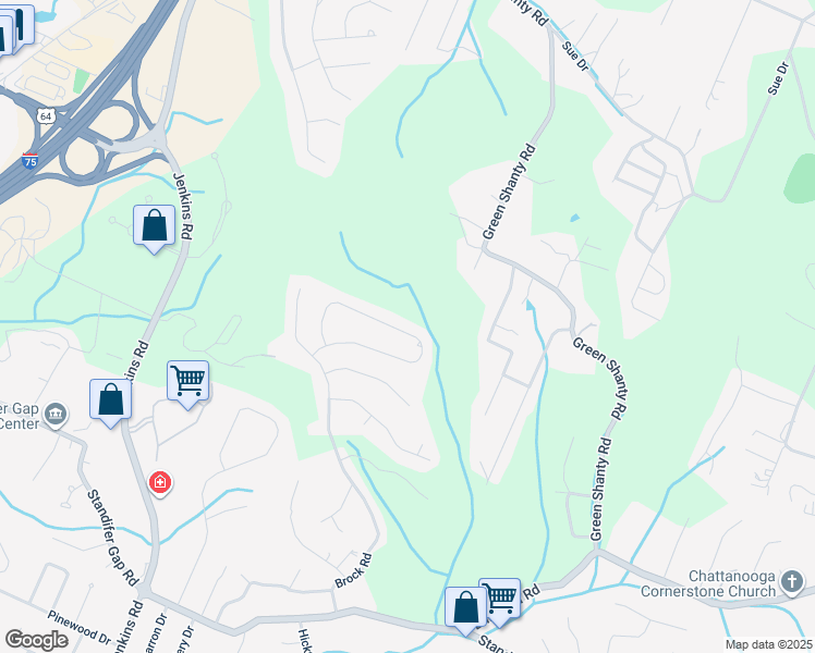 map of restaurants, bars, coffee shops, grocery stores, and more near 8068 Burgundy Circle in Chattanooga