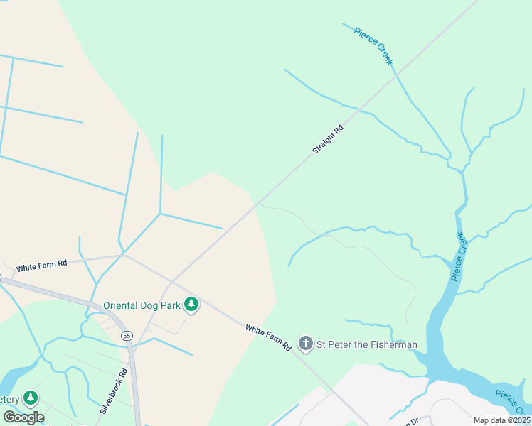 map of restaurants, bars, coffee shops, grocery stores, and more near 668 Straight Road in Oriental
