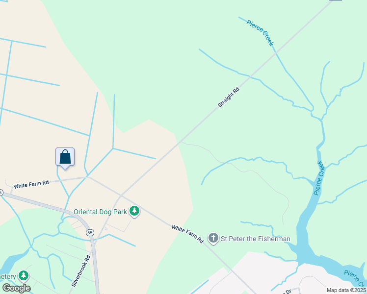 map of restaurants, bars, coffee shops, grocery stores, and more near 668 Straight Road in Oriental