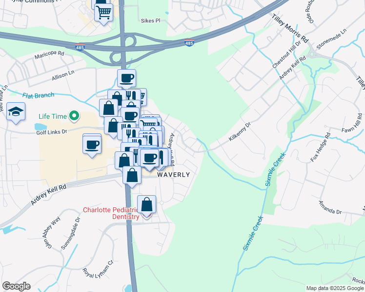 map of restaurants, bars, coffee shops, grocery stores, and more near in Charlotte