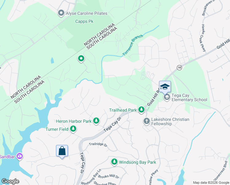 map of restaurants, bars, coffee shops, grocery stores, and more near 2226 Holbrook Road in Fort Mill