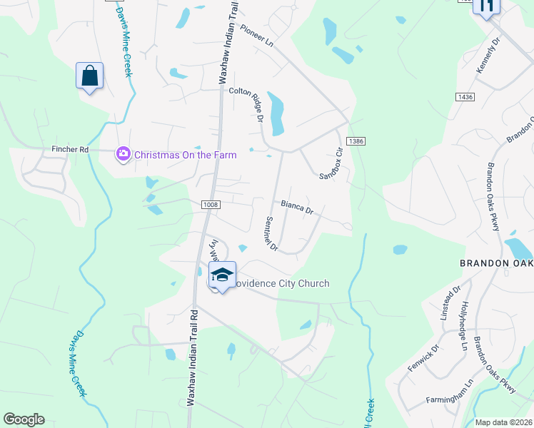 map of restaurants, bars, coffee shops, grocery stores, and more near 2006 Sentinel Drive in Indian Trail
