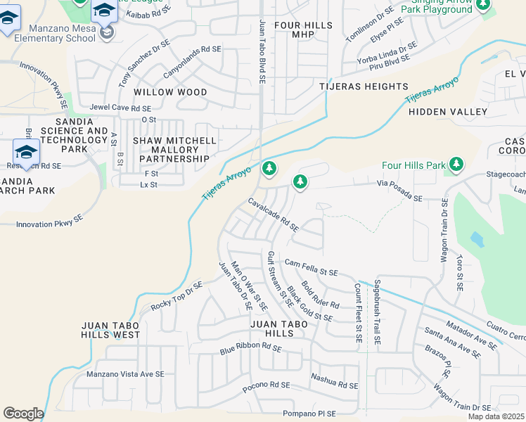 map of restaurants, bars, coffee shops, grocery stores, and more near 1536 Domino Drive Southeast in Albuquerque