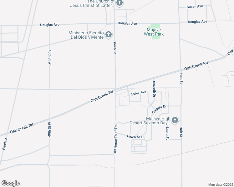 map of restaurants, bars, coffee shops, grocery stores, and more near 3466 Oak Creek Road in Mojave