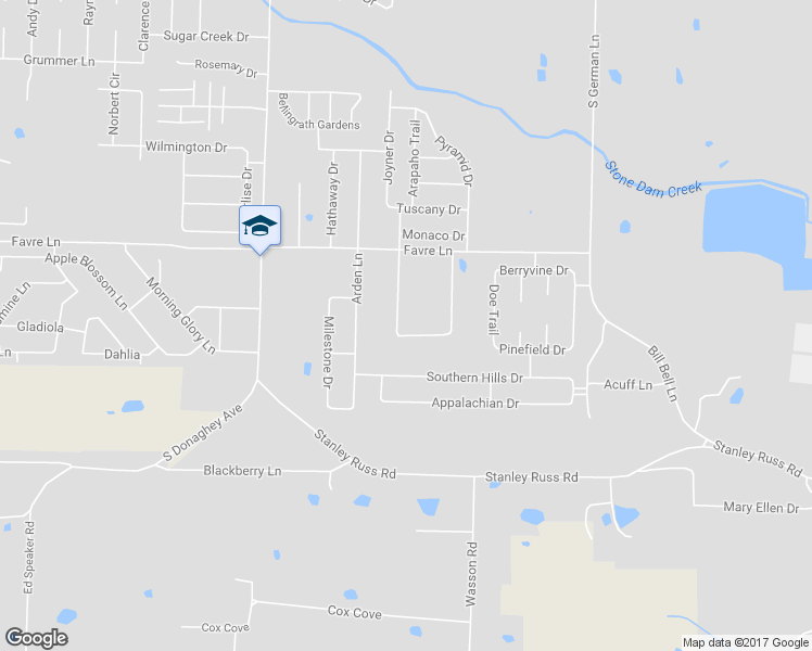 map of restaurants, bars, coffee shops, grocery stores, and more near 1614 Greenwood Circle in Conway