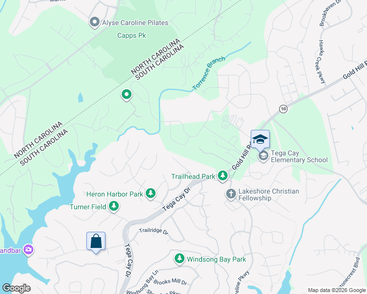 map of restaurants, bars, coffee shops, grocery stores, and more near 2226 Holbrook Road in Fort Mill