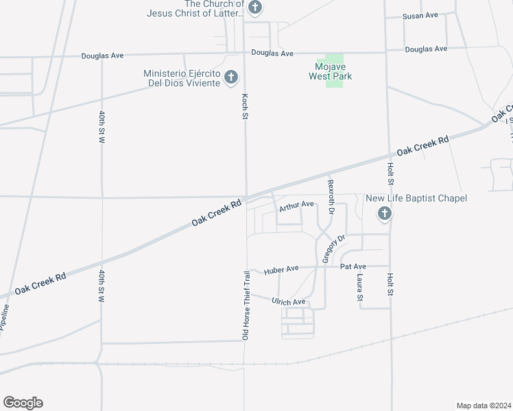 map of restaurants, bars, coffee shops, grocery stores, and more near 3466 Oak Creek Road in Mojave