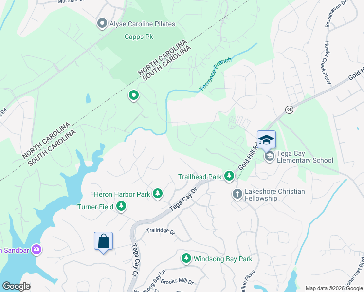map of restaurants, bars, coffee shops, grocery stores, and more near 2226 Holbrook Road in Fort Mill
