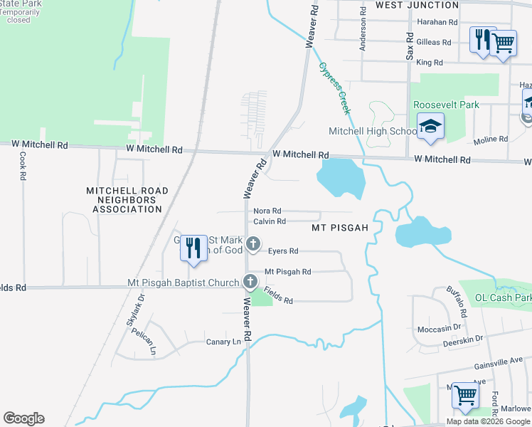 map of restaurants, bars, coffee shops, grocery stores, and more near 954 Nora Road in Memphis