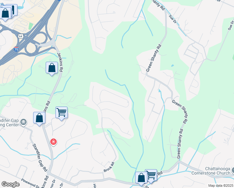 map of restaurants, bars, coffee shops, grocery stores, and more near 8100 Burgundy Circle in Chattanooga