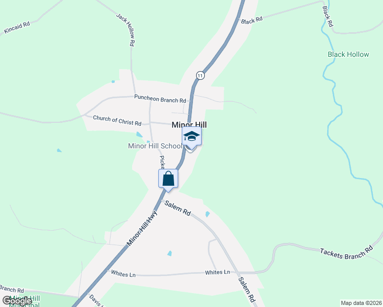 map of restaurants, bars, coffee shops, grocery stores, and more near 13099 Minor Hill Highway in Minor Hill