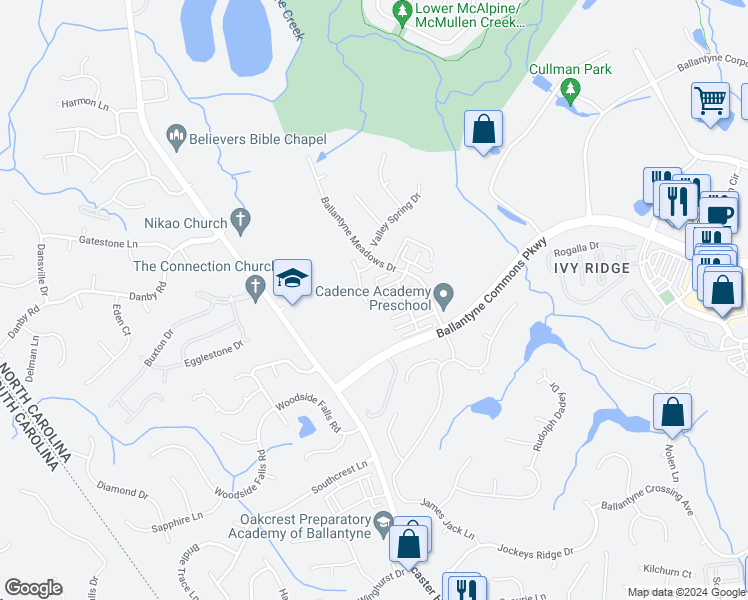 map of restaurants, bars, coffee shops, grocery stores, and more near 14133 Wild Elm Road in Charlotte