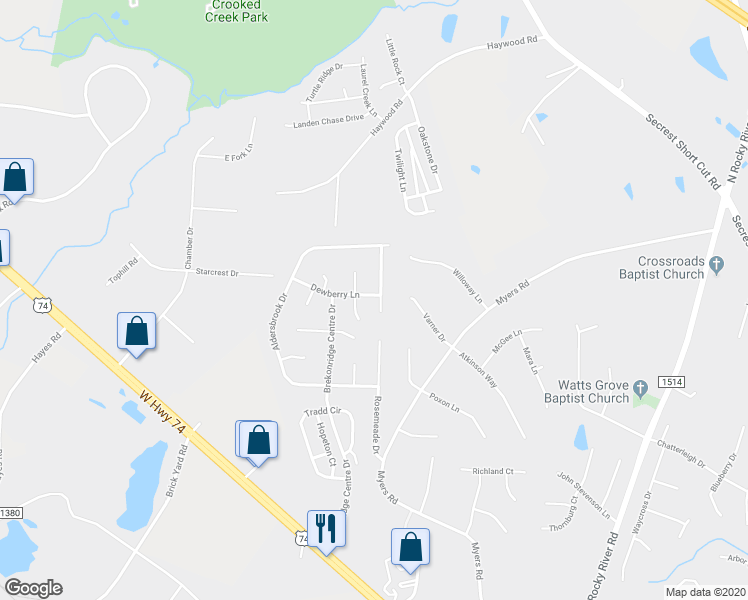 map of restaurants, bars, coffee shops, grocery stores, and more near 3015 Queensdale Drive in Monroe