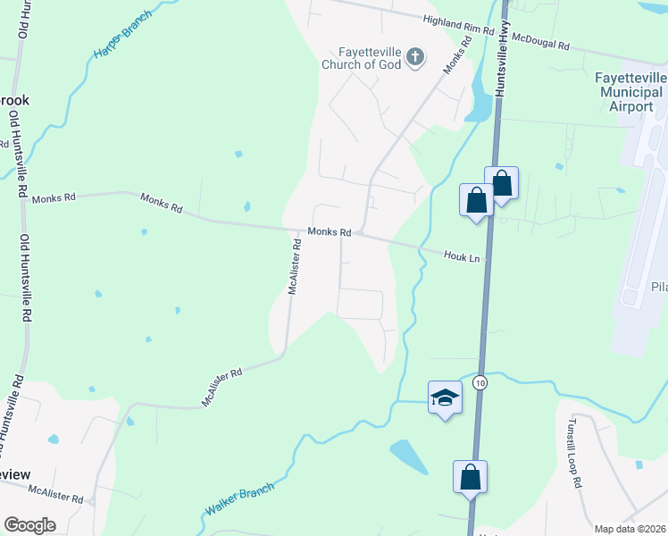 map of restaurants, bars, coffee shops, grocery stores, and more near 9 Fox Wood Drive in Fayetteville