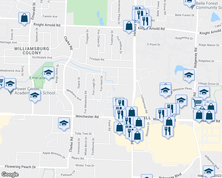 map of restaurants, bars, coffee shops, grocery stores, and more near 5822 North Newberry Lane in Memphis