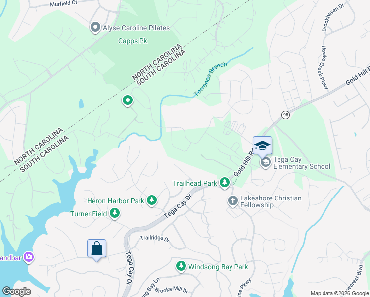 map of restaurants, bars, coffee shops, grocery stores, and more near 2226 Holbrook Road in Fort Mill
