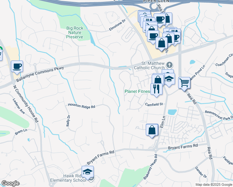 map of restaurants, bars, coffee shops, grocery stores, and more near in Charlotte