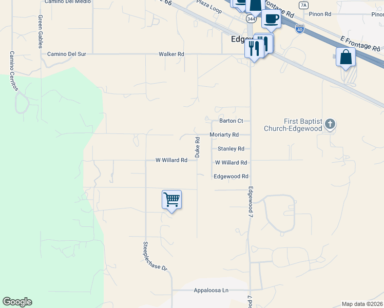 map of restaurants, bars, coffee shops, grocery stores, and more near 30 West Willard Road in Edgewood